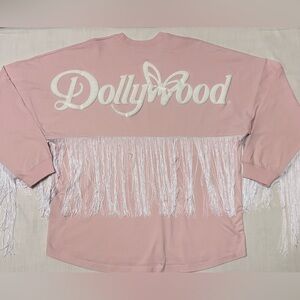 Dollywood Spirit Jersey Pink Fringe Oversized Long Sleeve XL